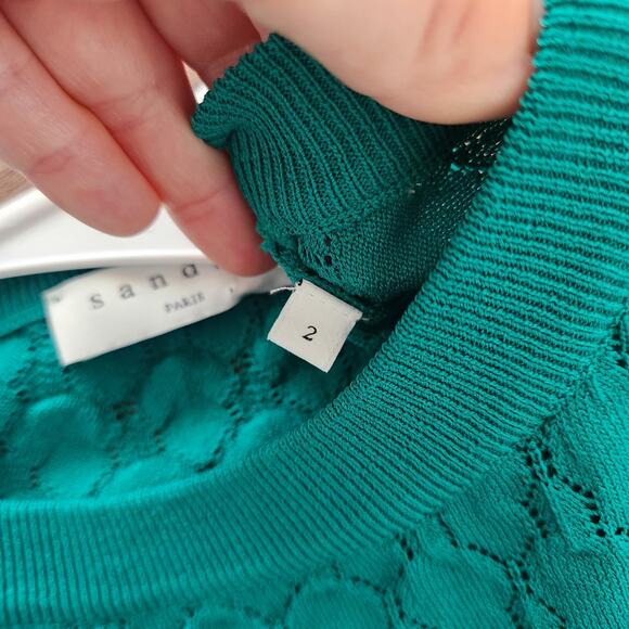 SANDRO Light Pullover Sweater 2/S Green Designer - Picture 9 of 11